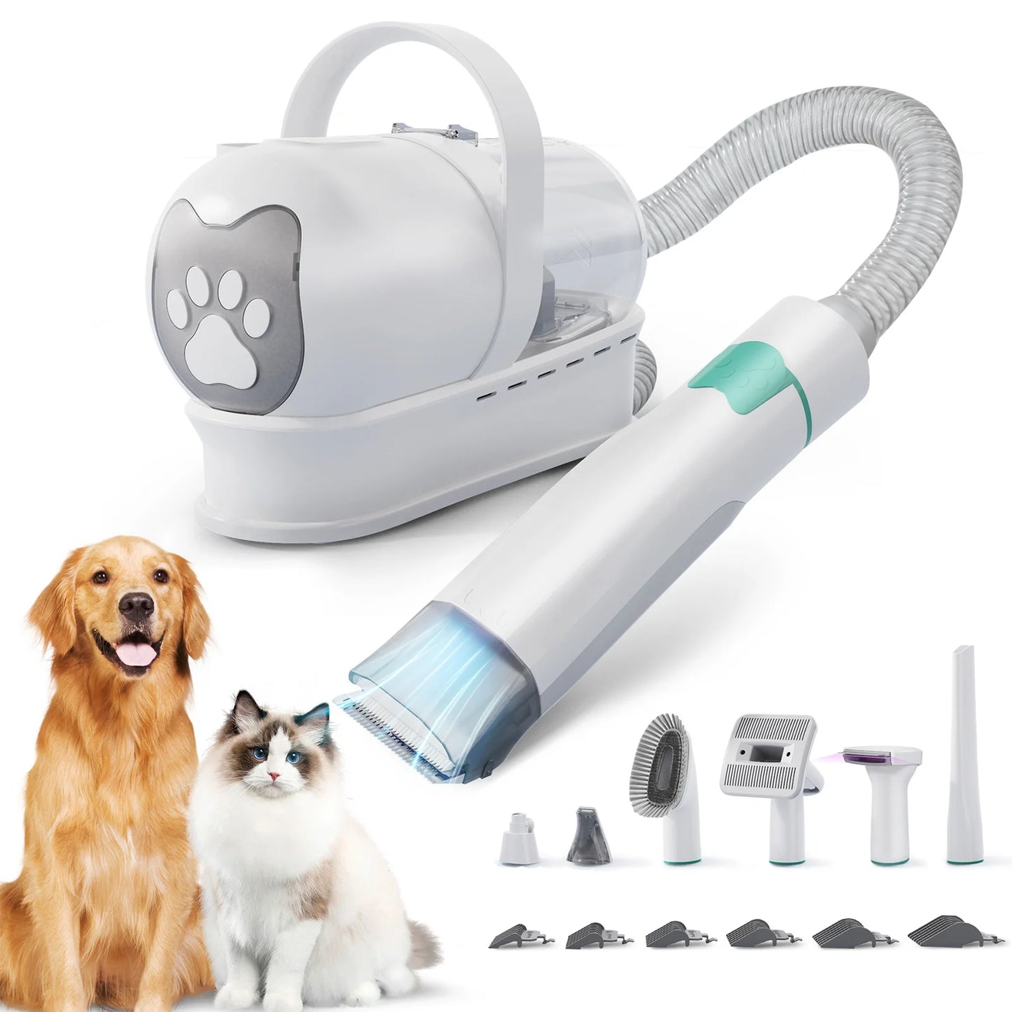 Set Toelettatura 7-in-1 con Aspiratore per Animali Zampamondo