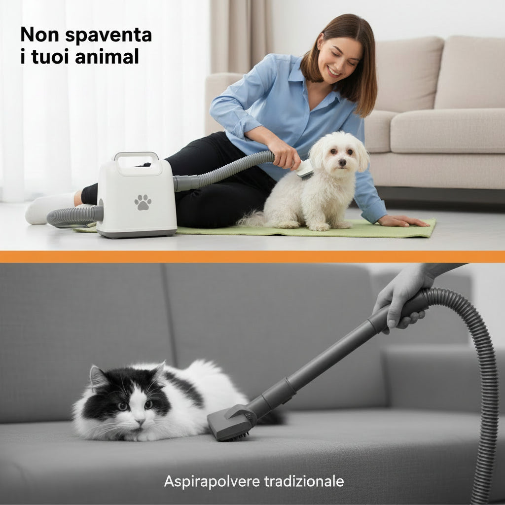 Set Toelettatura 7-in-1 con Aspiratore per Animali Zampamondo