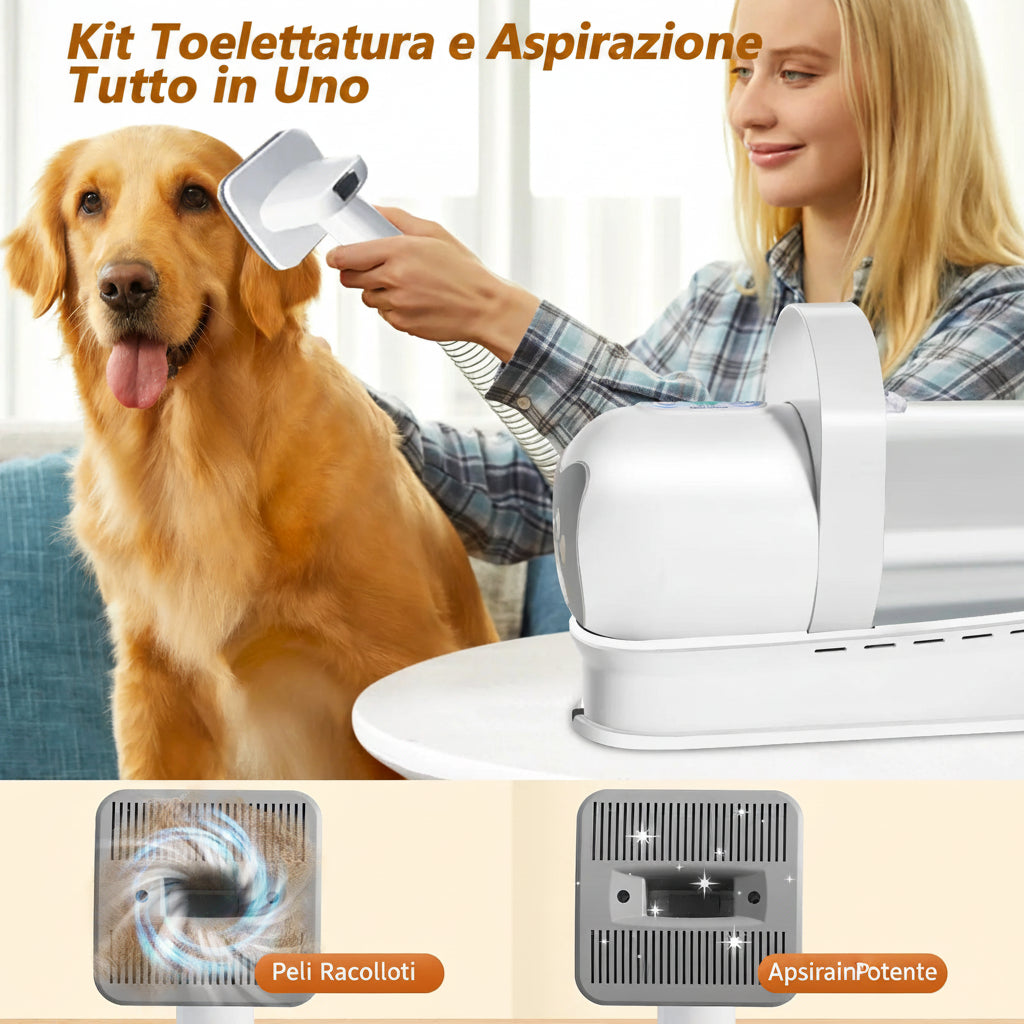 Set Toelettatura 7-in-1 con Aspiratore per Animali Zampamondo