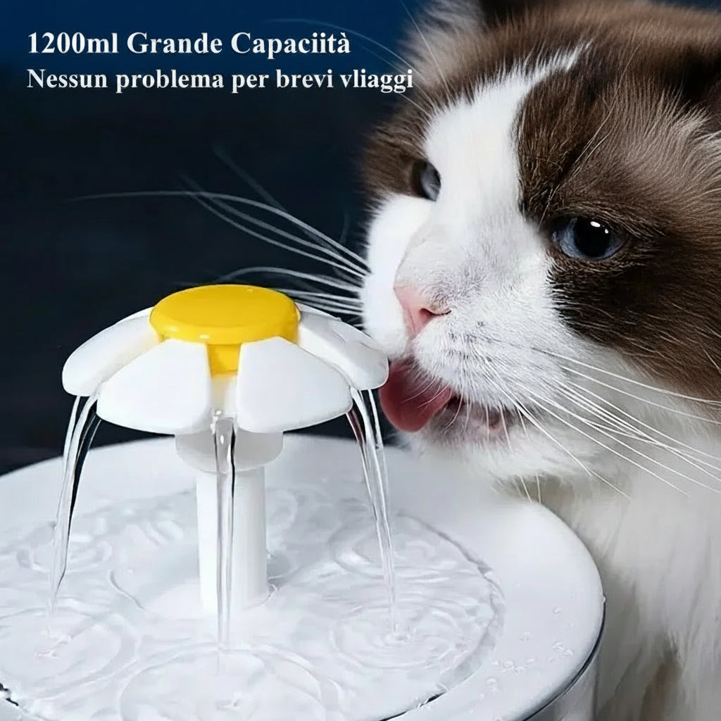 Fontanella d'Acqua Automatica per Gatti 1.2L con Filtro e Ricircolo - Zampamondo