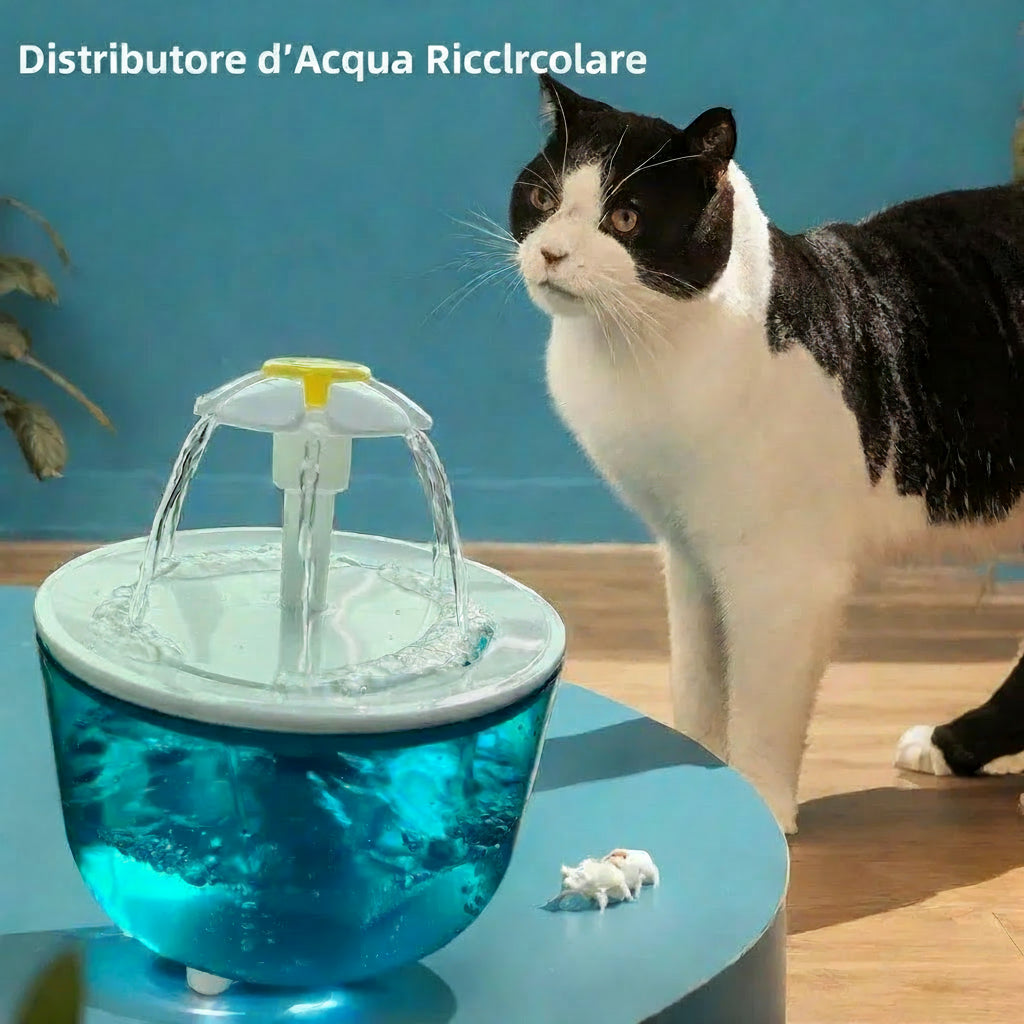 Fontanella d'Acqua Automatica per Gatti 1.2L con Filtro e Ricircolo - Zampamondo